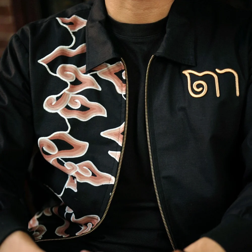 Batik Bomber Jacket with Mega Mendung Pattern Black Half Farsyid - Image 2