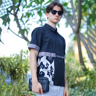 Hem Batik Pria Kemeja Lengan Pendek Motif Mega Mendung Pattern Arkan