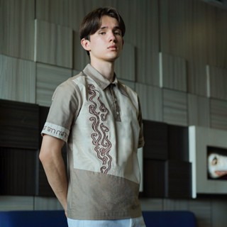 Hem Batik Pria Kemeja Lengan Pendek Motif Mega Mendung Pattern Timeless Cream