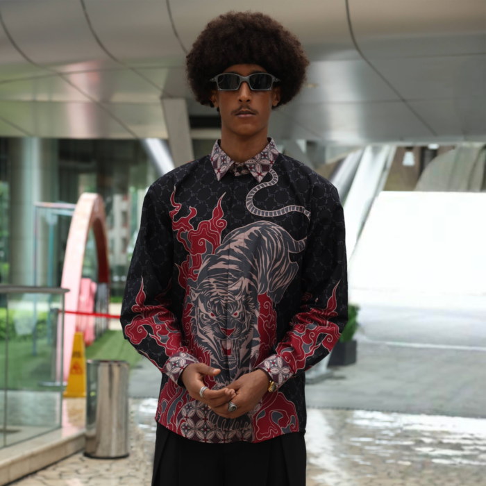 Batik Shirt Exclusive Tigris Black Shirt Full Printed - Elegant Slim Fit