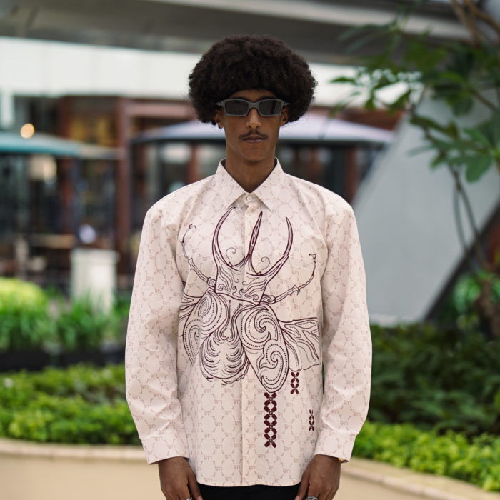 Batik Shirt Exclusive Lucano Broken White Shirt Full Printed- Elegant Slim Fit