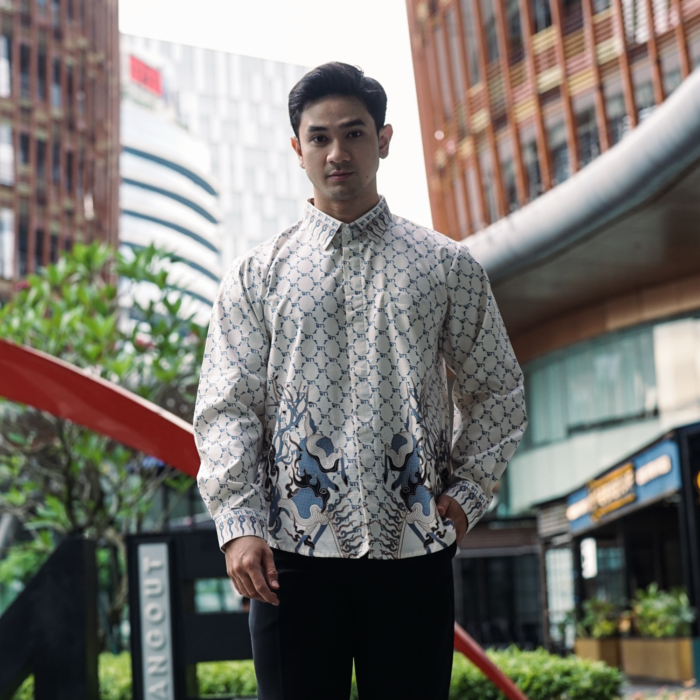 Batik Shirt Exclusive Cervus White Shirt Half Printed - Elegant Slim Fit