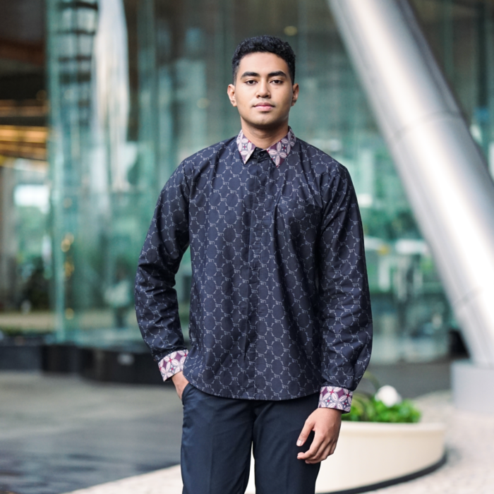Batik Shirt Exclusive Tigris Black Shirt Monogram- Elegant Slim Fit