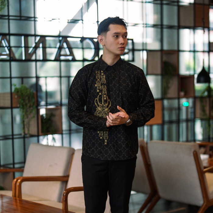 Batik Shirt Exclusive Lucano Black Shirt Half Printed - Elegant Slim Fit